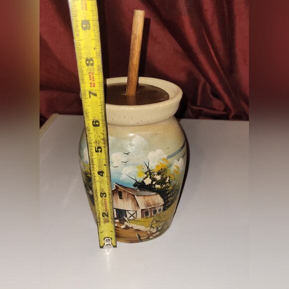 Vintage Ruth Poage Pottery Earthware Urn Butterchurn With Lid Handpaited - Picture 8 of 10